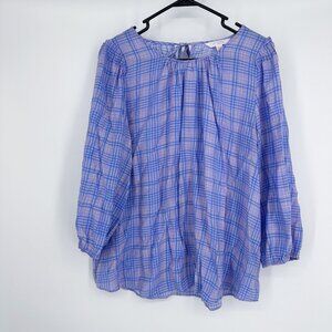 LC‎ Lauren Conrad Blue Plaid Blouse Size XXL